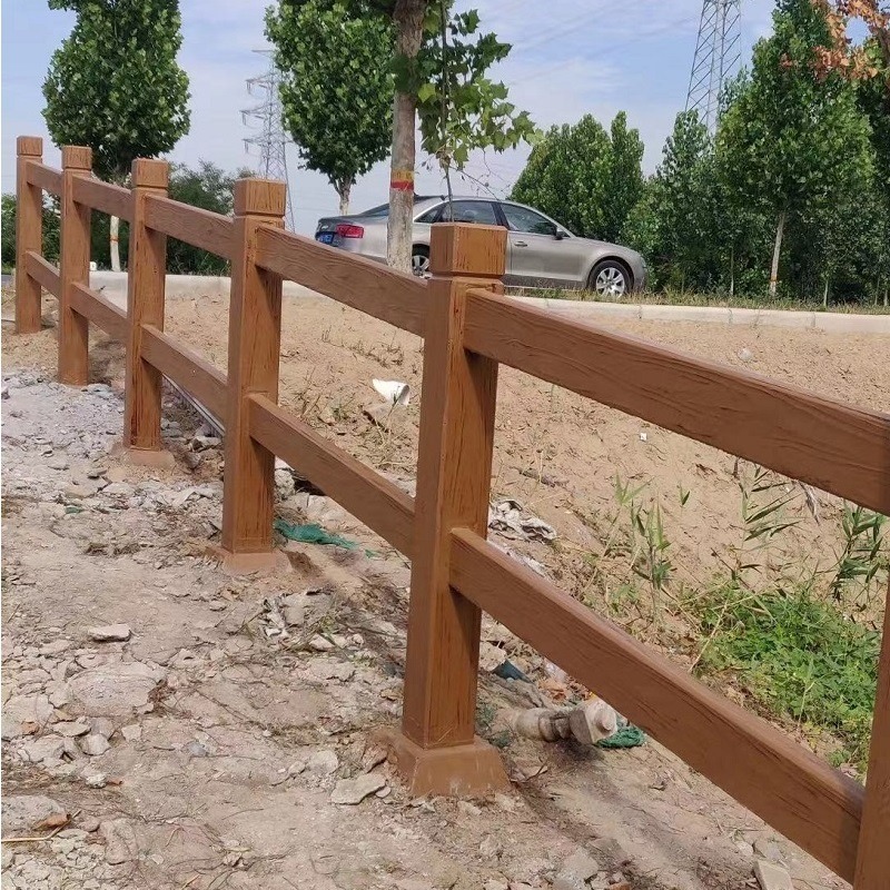 内蒙仿木护栏厂家供应 河道护栏 横梁水泥艺术仿木护栏
