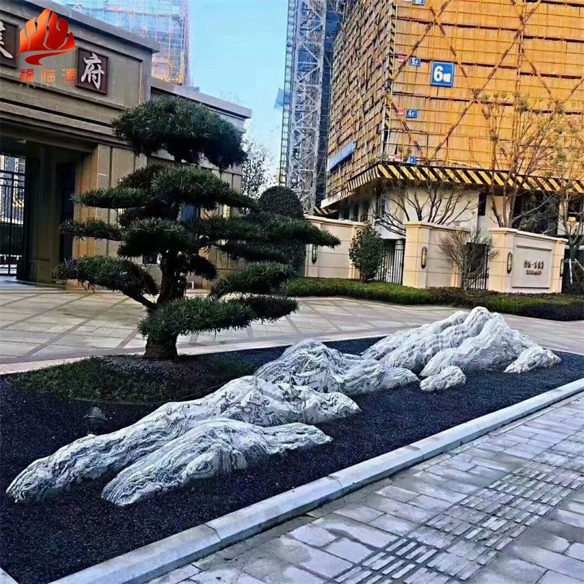 荆州泰山石切片园林装饰景观墙制作 福临源泰山石切片规格全造型多