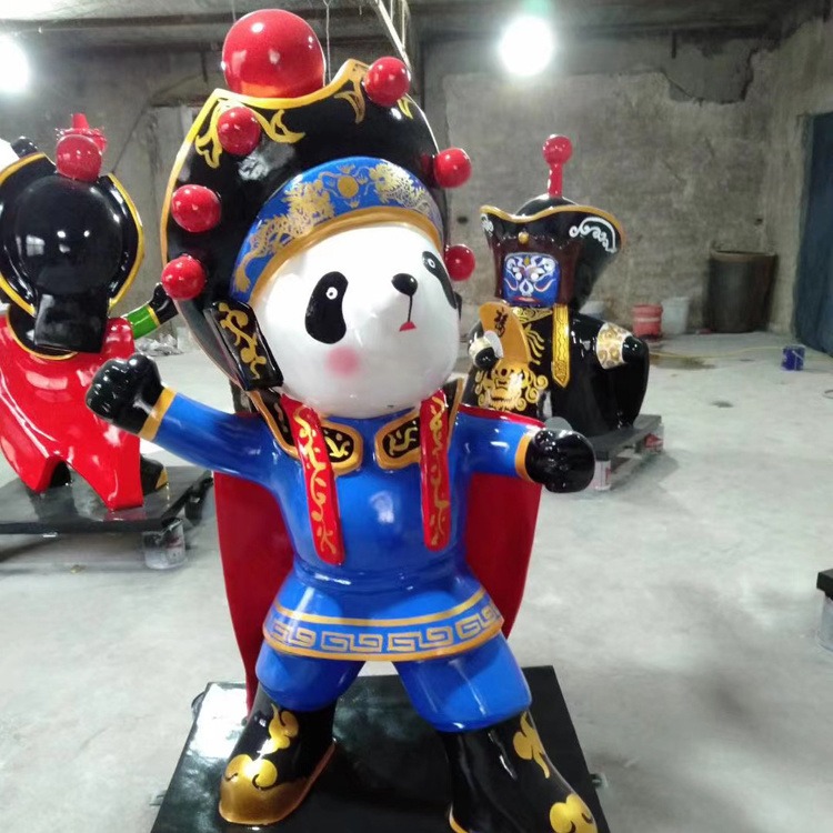玻璃钢熊猫摆件创意中国风特色礼品出国礼物变脸功夫熊猫摆饰 佰盛雕塑图片