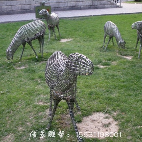 金属不锈钢抽象羊雕塑  不锈钢动物雕塑