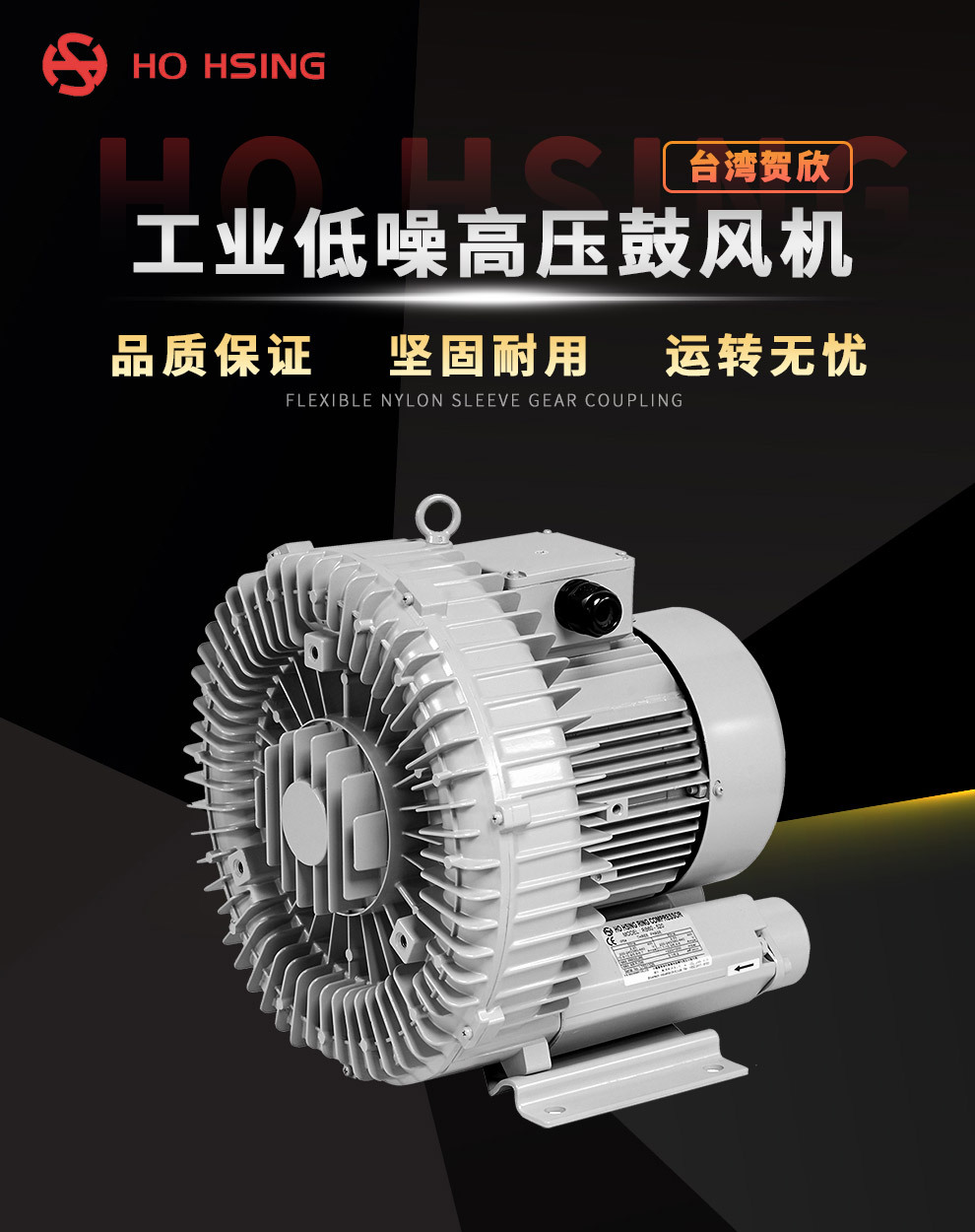Ho Hsing/贺欣 高压漩涡风机涡轮气泵工业离心式 RB40-510鼓风机大功率鱼塘增氧泵示例图1