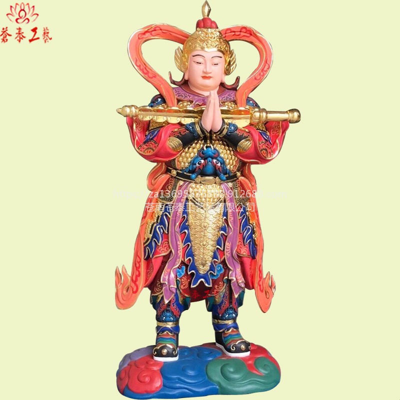 树脂韦陀菩萨 1.88米彩绘合掌韦陀菩萨 苍泰工艺佛像塑造
