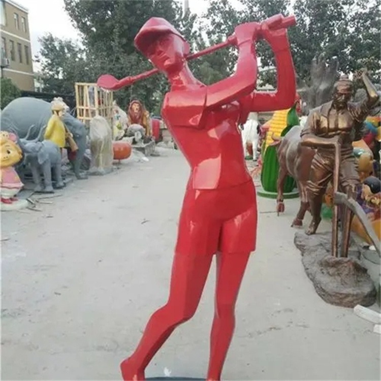 玻璃钢运动人物雕塑，打高尔夫球雕塑