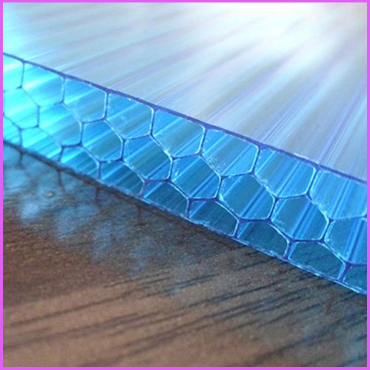 吉安蜂窝板中空阳光板 湖蓝色聚碳酸酯板 8mm四层PC阳光板