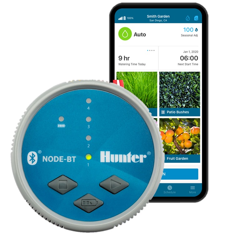 美国亨特NODE-100干电池控制器手机蓝牙无线智能园林灌溉9v控制器自动喷灌控制器图片