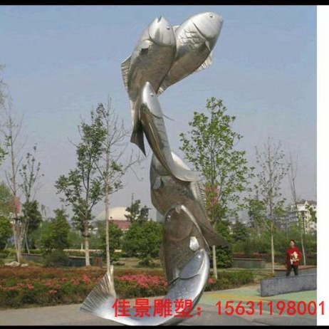 不锈钢双鱼雕塑  企业景观雕塑 厂家定制图片