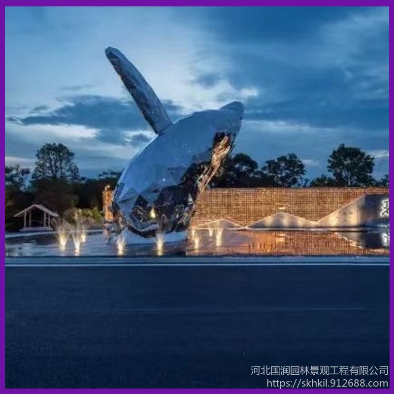怪工匠 水景创意鲸鱼雕塑 城市景观地标摆件 大型金属抽象动物雕塑 国润雕塑可根据客户需求定制