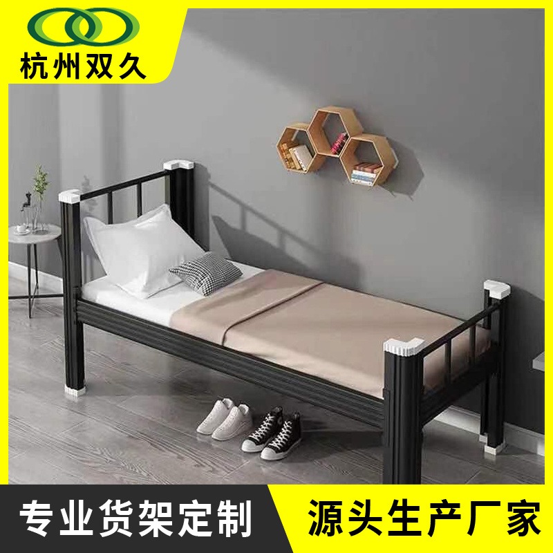双久欧式阁楼铁艺高架床 卧室上床下桌带格子铁架床 loft省空间高低床sj-gyc-250图片