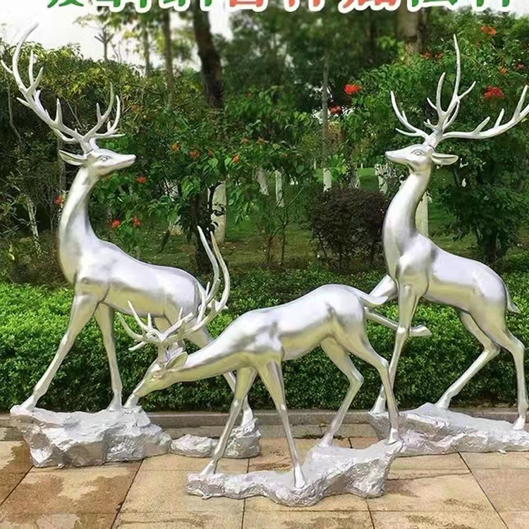 不锈钢小鹿雕塑可以定制耐腐化耐酸碱纹理清晰雕刻细致 佰盛图片
