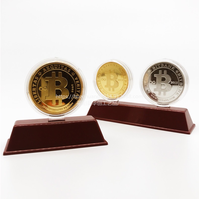 数字货币 比特币纪念币 Bitcoin纪念章 贵金属钱币 bitcoin铜镀24K金币