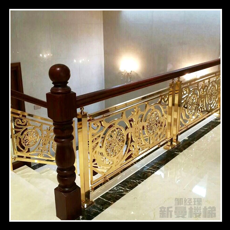 豪宅铜板楼梯护栏 新中式铜雕花栏杆保养技巧大公开