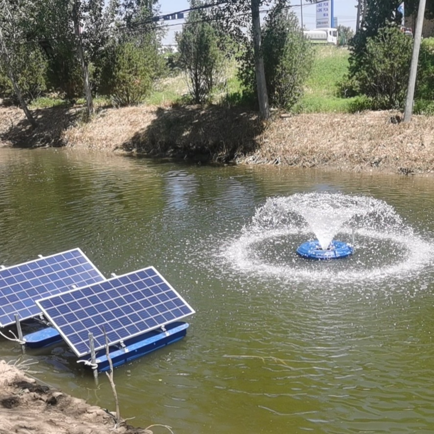 厂家直供LVJIE绿节牌太阳能提水喷泉曝气机不锈钢大流量光伏增氧曝气机