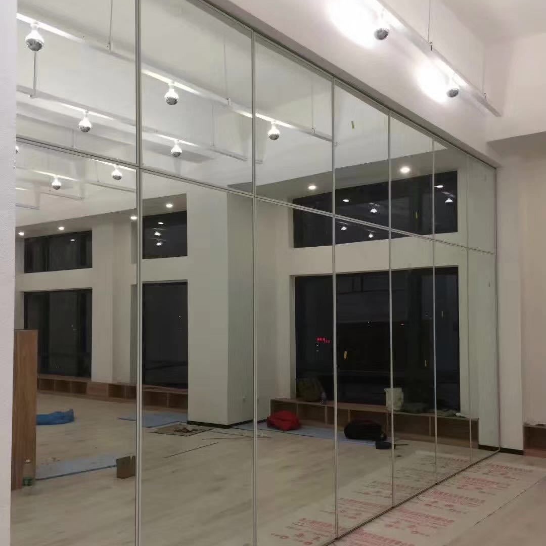 珠海舞蹈教室隔断镜面玻璃 瑜伽馆移动隔断折叠门 上门安装