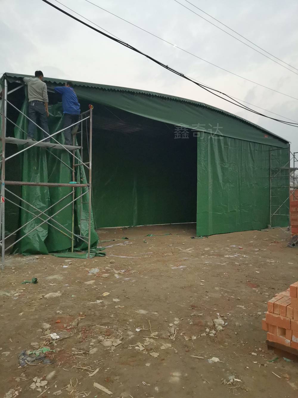 工地帐篷 大型推拉雨棚 仓库活动雨蓬 伸缩遮阳棚定做安装