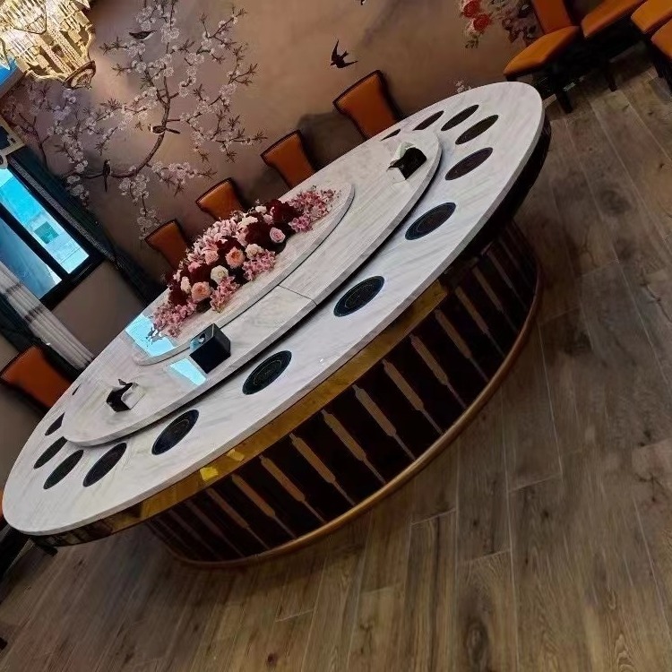 多多乐 仿古餐桌椅 碳化木餐厅桌椅 自助式火锅桌