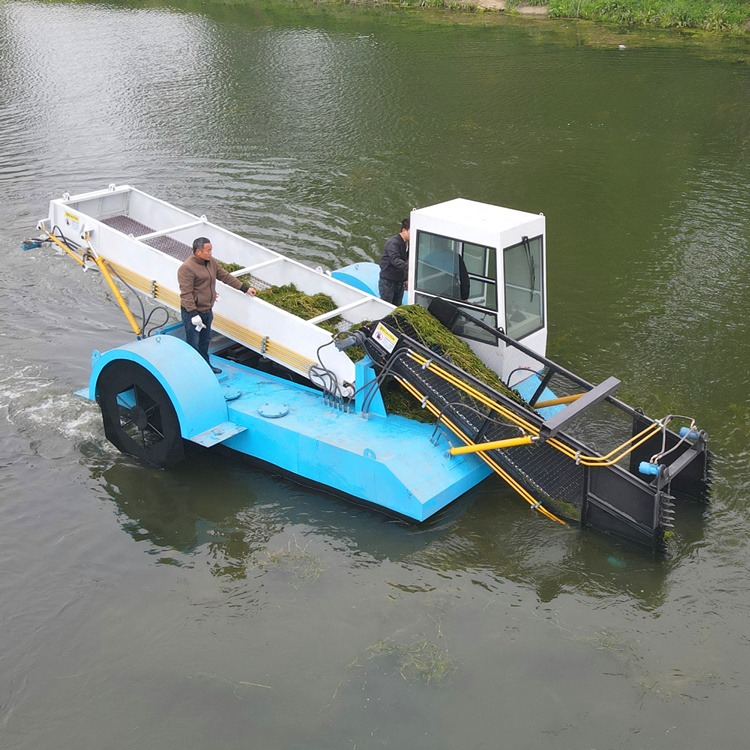 水库水葫芦收割机械 小型水面保洁船 割草船厂家 如信环保