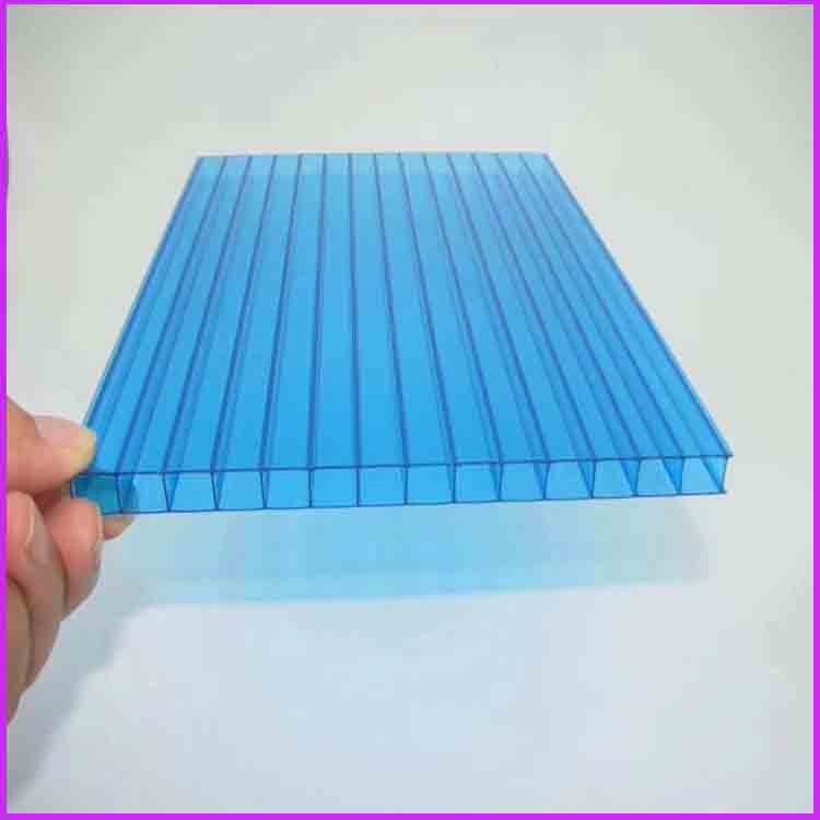 元氏县蓝色中空阳光板 8mm双层阳光板 聚碳酸酯PC阳光板生产厂家