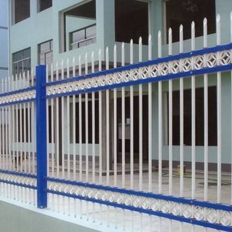 场地临时防护栏杆  蓝白色三横杆锌钢栅栏 喷塑锌钢围栏 满星丝网