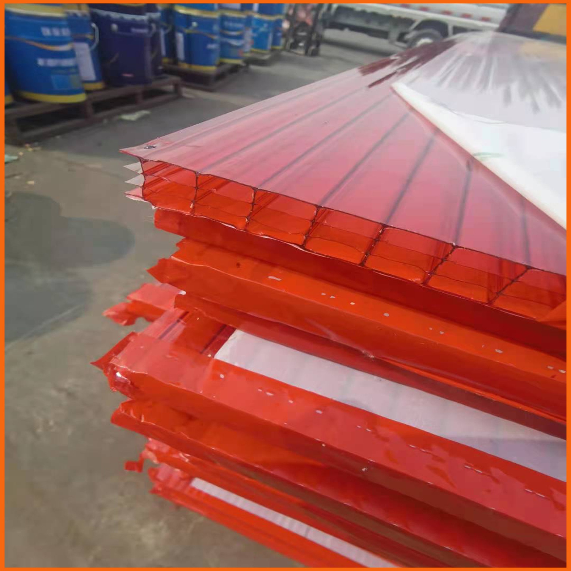12毫米四层阳光板 玉溪红色中空阳光板 聚碳酸酯PC阳光板生产厂家