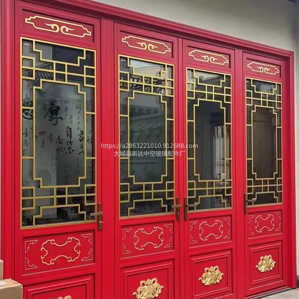 寺庙门窗中国红中空玻璃美景条 可深加工装饰架