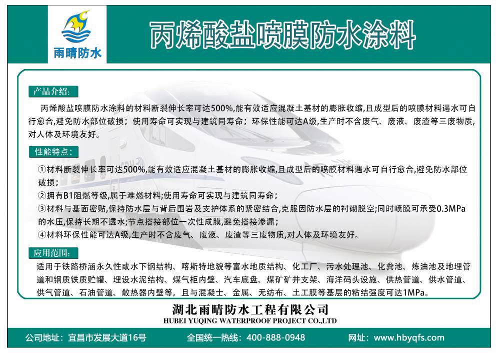 广东深圳地下隧道用丙烯酸盐喷膜多少钱一平米