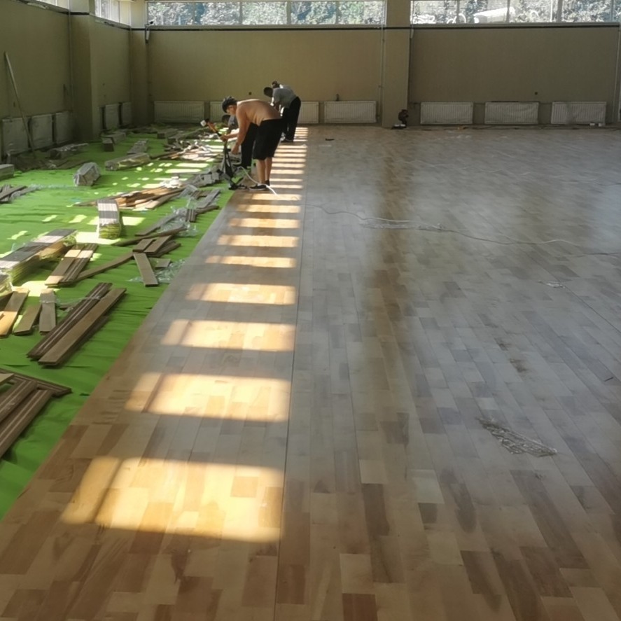 篮球馆木地板  运动木地板厂家   河北启禾  安装销售  定制加工