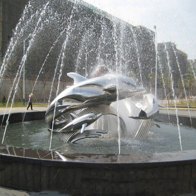 不锈钢雕塑 海豚雕塑 户外不锈钢海洋动物镜面雕塑 园林水景景观雕塑