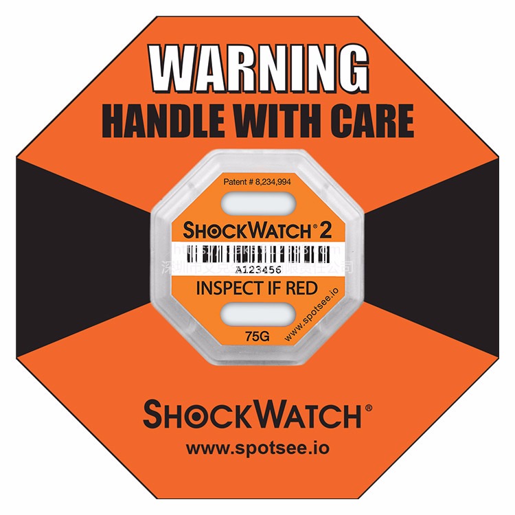 江苏shockwatch防震动二代75G橙色防震原装美国进口正品防震动标签