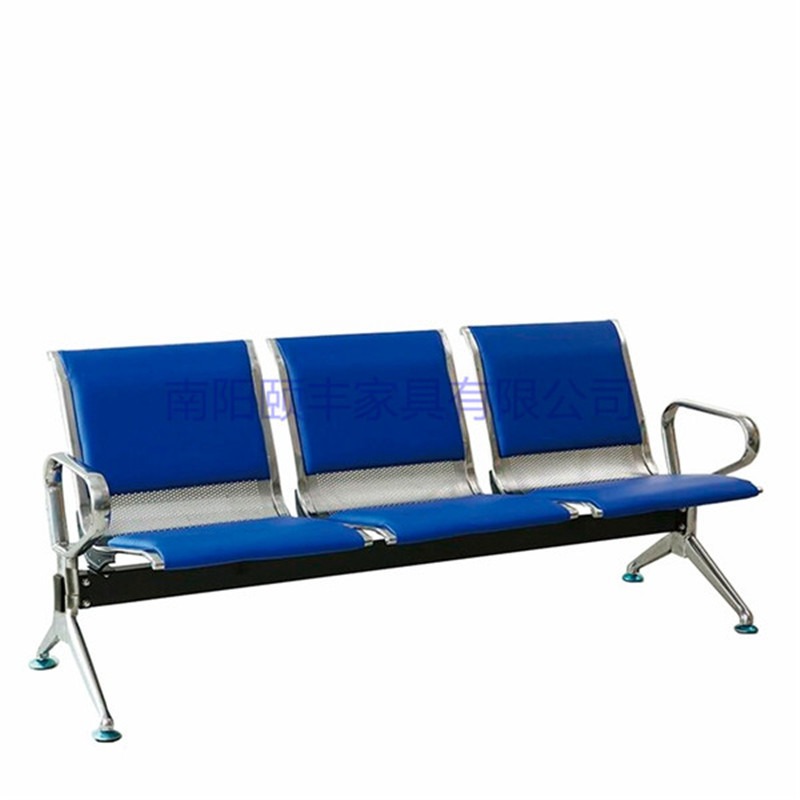 三人位排椅医院银行公共座位不锈钢机场椅连排椅带皮垫图片