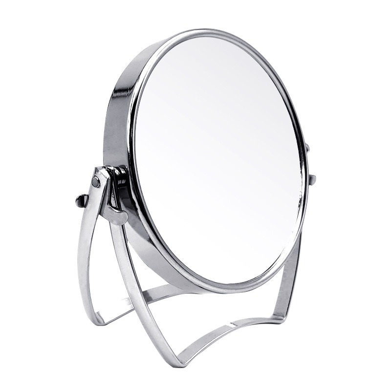 梳妆镜3寸支架台镜工厂定做金属台式化妆镜子 圆形旋转化妆双面台镜子