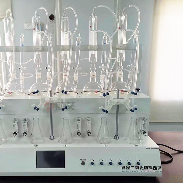 食品中二氧化硫蒸馏仪,本机可完全兼容中国药典的中药二氧化硫测定前处理,可以实现一机双用