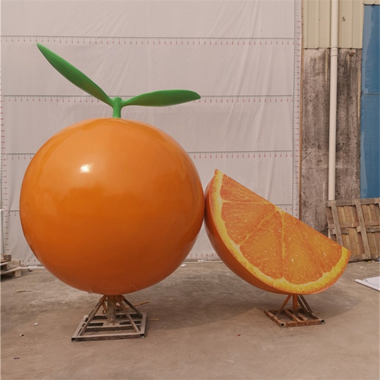 玻璃钢桔子雕塑，柑橘橙子雕塑