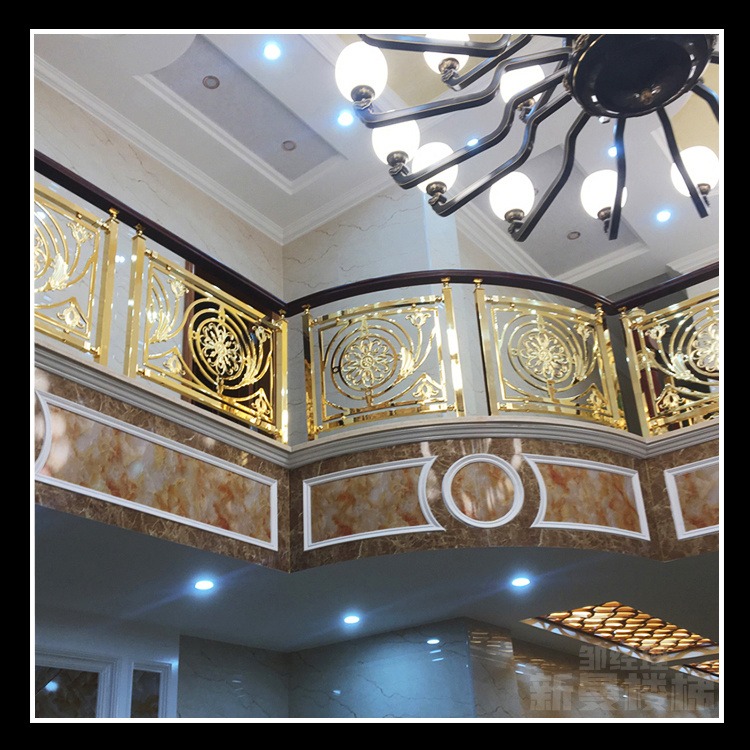 原材料铜板雕花楼梯 别墅酒店弧形扶手值得显摆的艺术