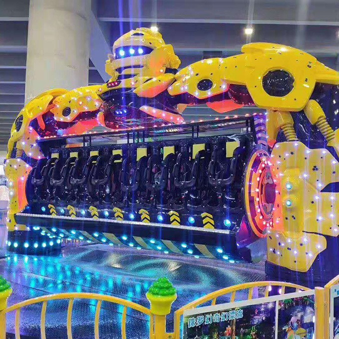 机器人机械战警游乐设备  质感黄色摇摆机器人游乐设备  星际战警游乐设施图片
