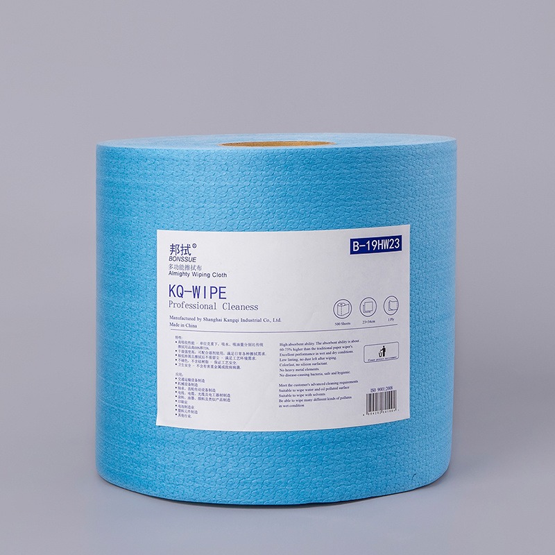 邦拭（BONSSUE）多功能擦拭布B-19HB23 蓝色大卷式工业擦拭布强韧耐磨多用途吸油吸水 23cm*34cm*5图片
