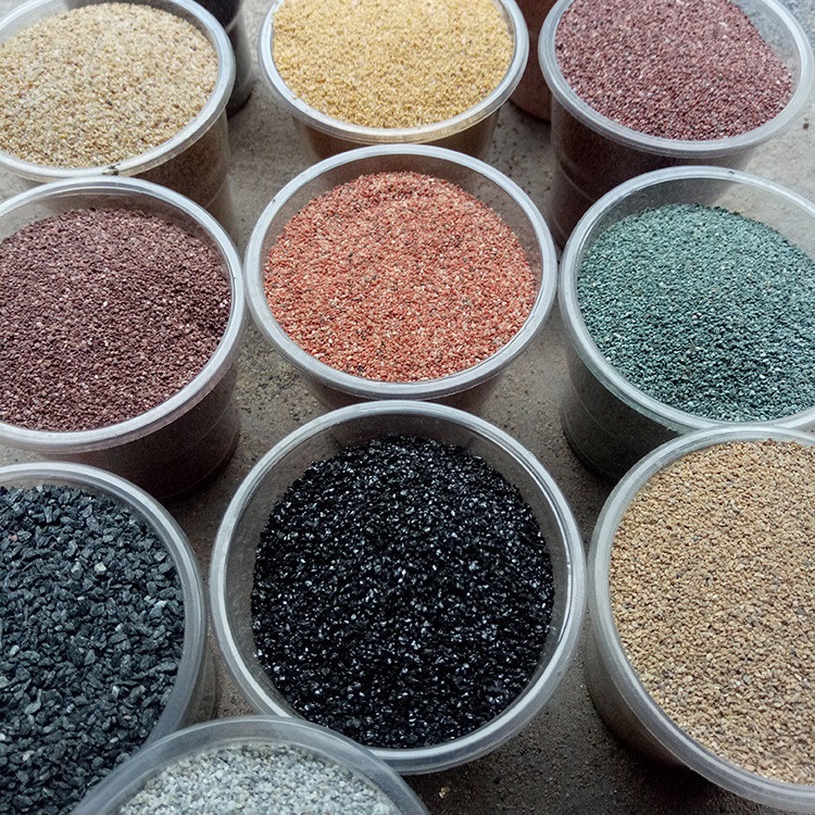 领创彩砂生产厂家供应 亮黑砂 中国黑  紫咖啡 高温烧结彩砂 净水造景用彩砂