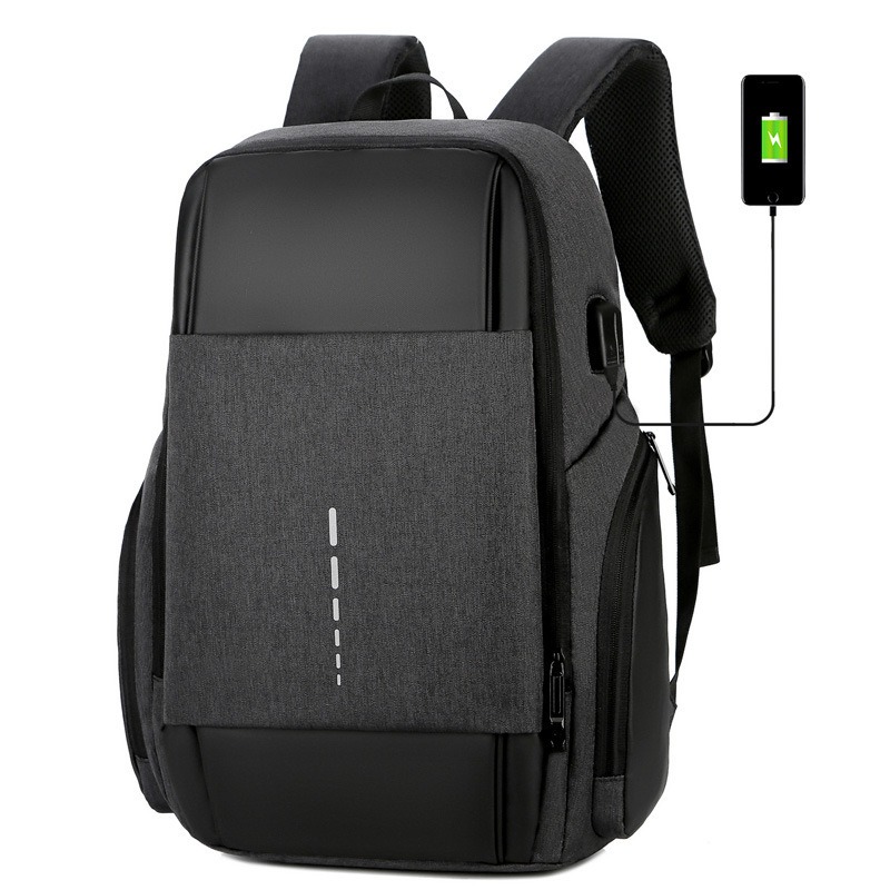2021新款反光透气多功能USB耳机孔商务男士笔记本电脑双肩背包