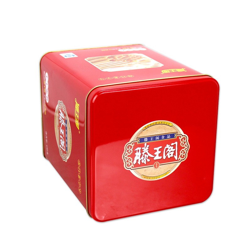 食品铁罐生产厂 麦氏罐业 红色手工鸡蛋卷铁盒包装订制 MZ013-215 正方形烘培饼干马口铁罐生产厂家图片