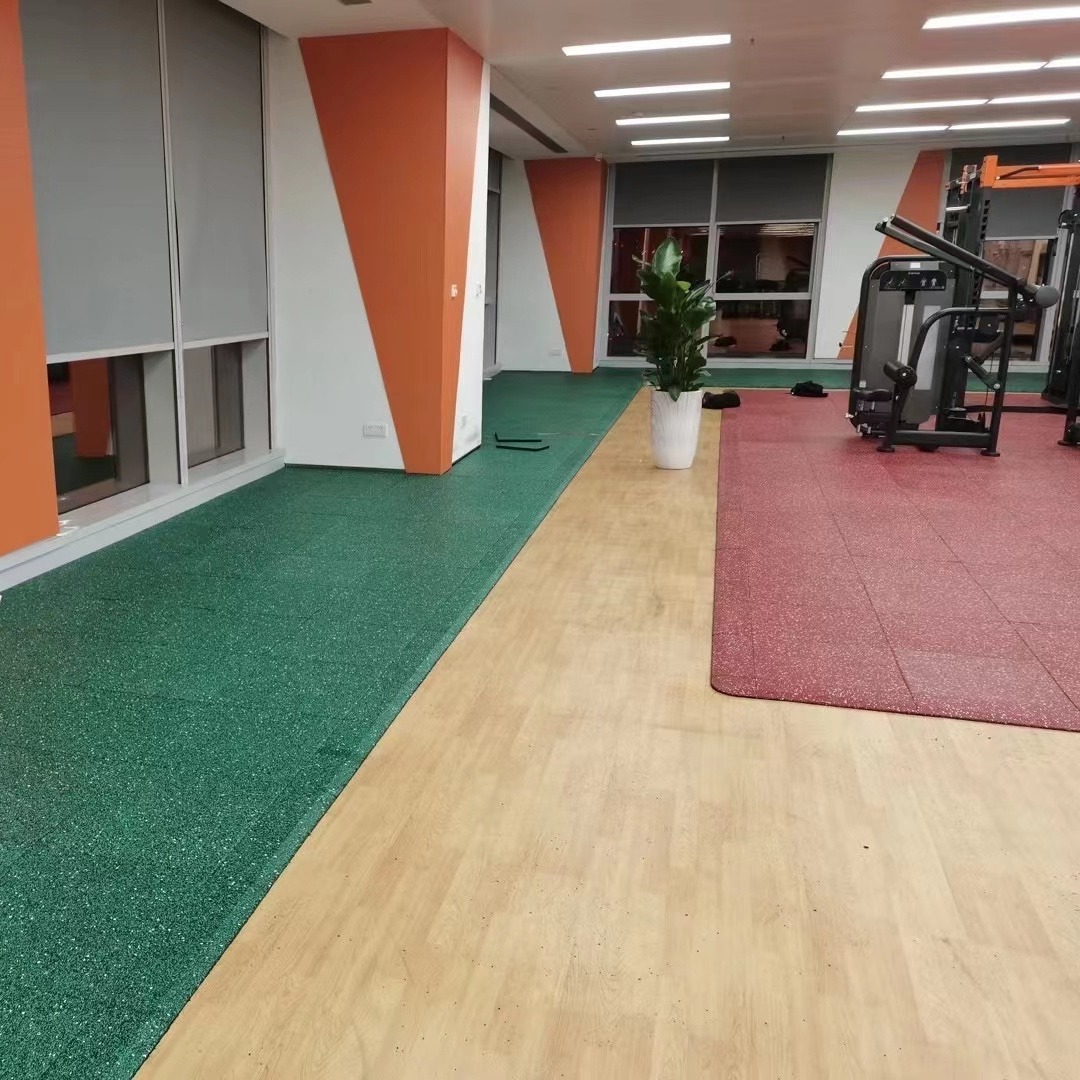 室内健身房橡胶地板力量区减震隔音 室外运动场地橡胶地砖