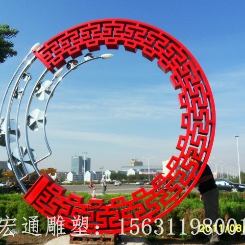不锈钢圆环造型雕塑 海边海豚雕塑城市雕塑 园林雕塑图片