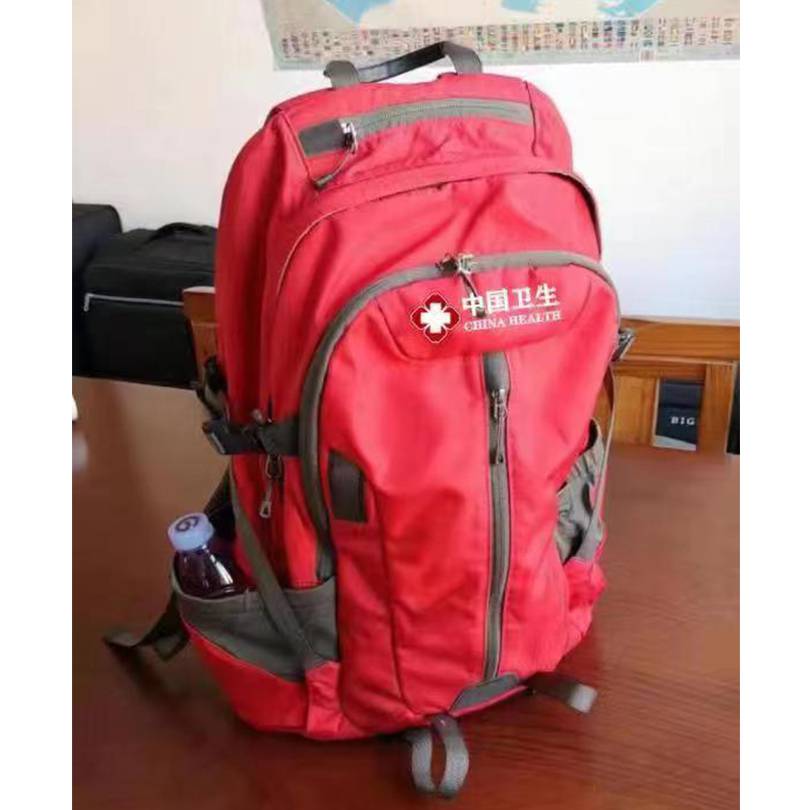 悦乾卫生应急双肩背包 中国卫生应急队伍减负红色背包图片