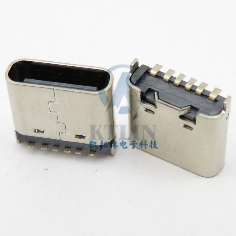 typec 8pin 母座 立贴 二脚插板 L=5.6mm 平口 180度 单排贴片 3.1 8p USB连接器