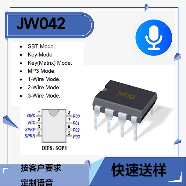 原装 JW042 SOP8 JWW原厂渠道价格优势 OTP语音IC  快速免费出样