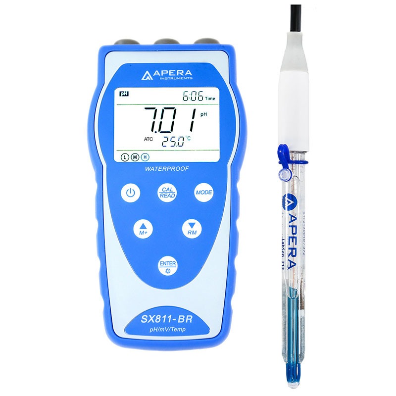 SX811-BR便携式饮料pH计LabSen213饮料电极USB接口断电数据保护功能IP57防水保护手持式PH值测量仪
