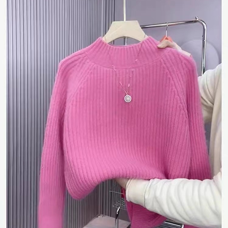 新款大码女装批发 新款宽松韩版女士毛衣针织打底衫羊毛上厂家图片