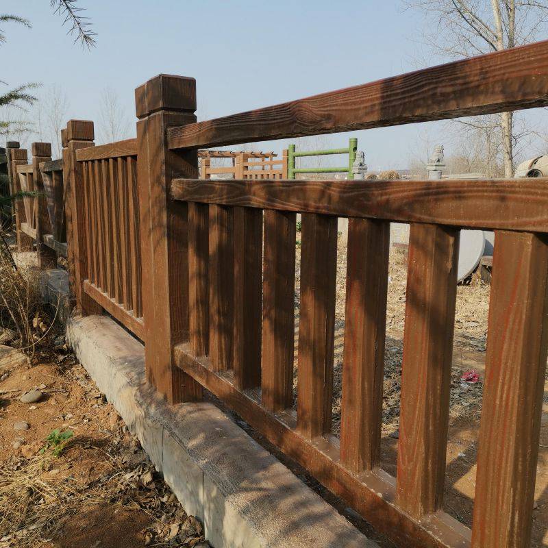 水泥仿木护栏公园仿木纹桩河道围栏景观栏杆户外园林混凝土仿树皮