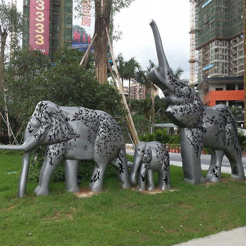 不锈钢镂空大象雕塑 镜面动物雕塑 户外公园广场摆件 园林装饰摆件