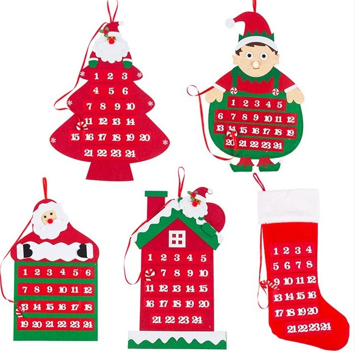 毛毡圣诞树日历圣诞礼物圣诞袜儿童手工DIY圣诞节装饰挂件图片