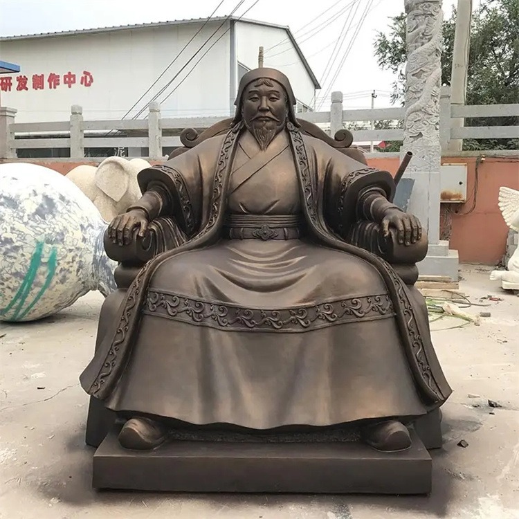 玻璃钢成吉思汗雕塑，蒙古族人物雕塑