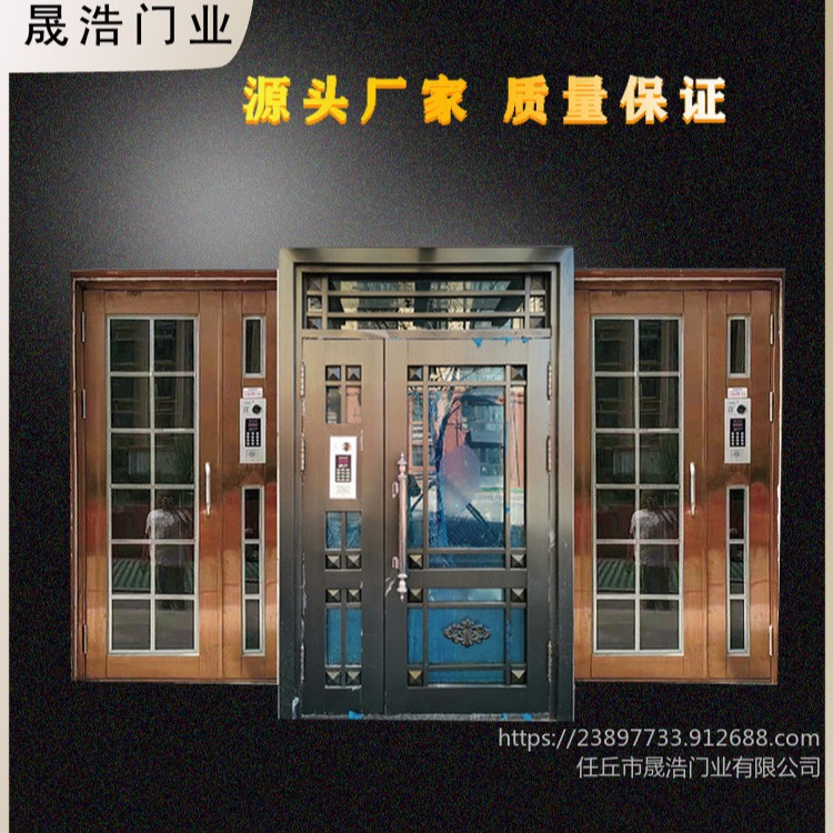 河北沧州 厂家 304不锈钢楼宇子母门 小区单元对讲门 楼宇单开门